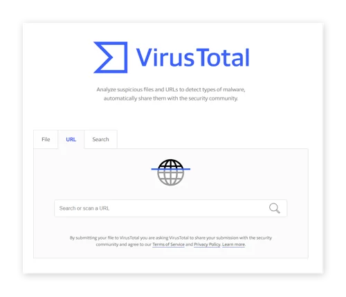 VirusTotal将扫描网址以检查威胁。